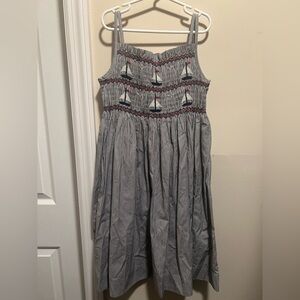 NWT Rachel Riley Size 7 Red, White & Blue Sailboat Embroidered Smocked Dress